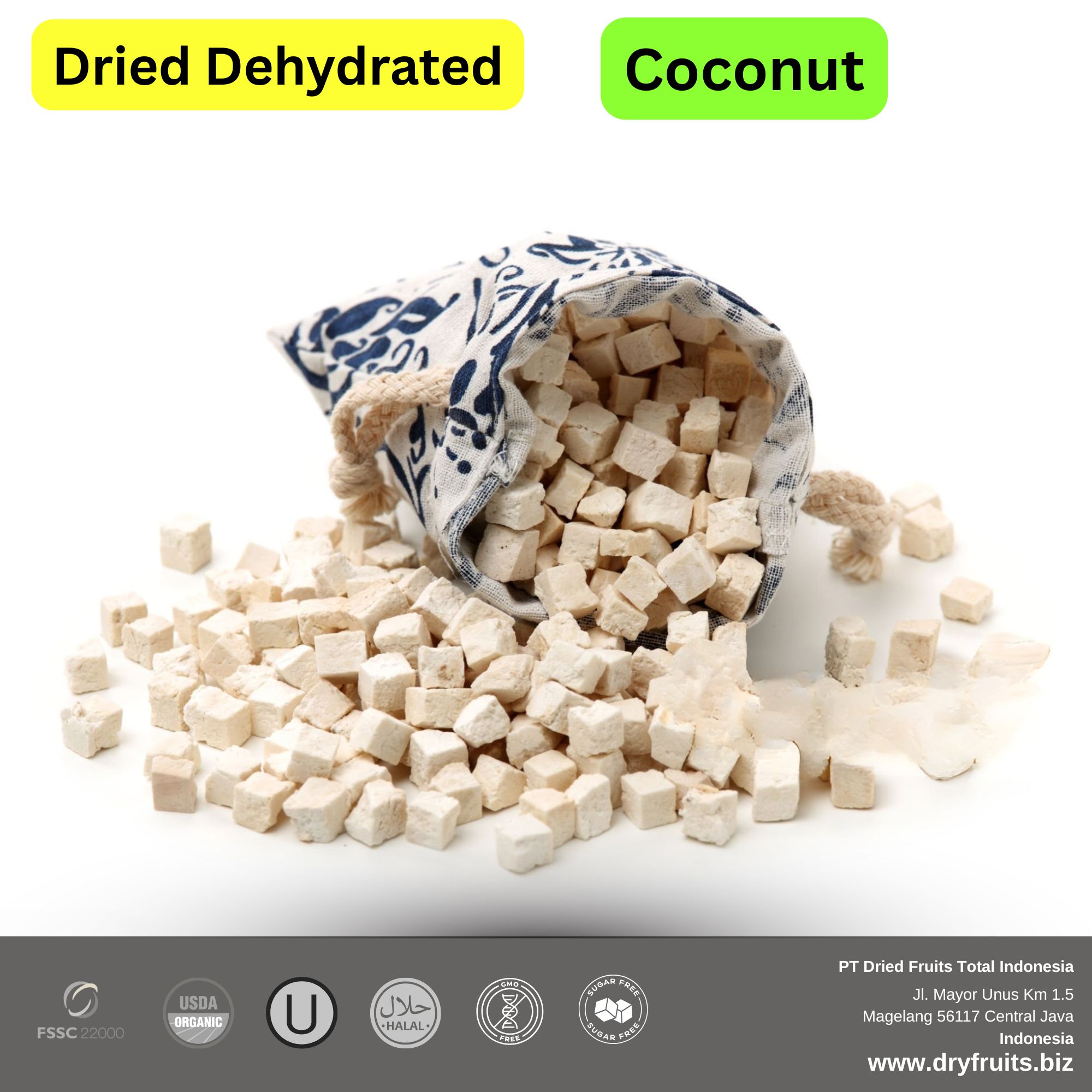 Wholesale Bulk Dried Dehydrated Coconut chunks