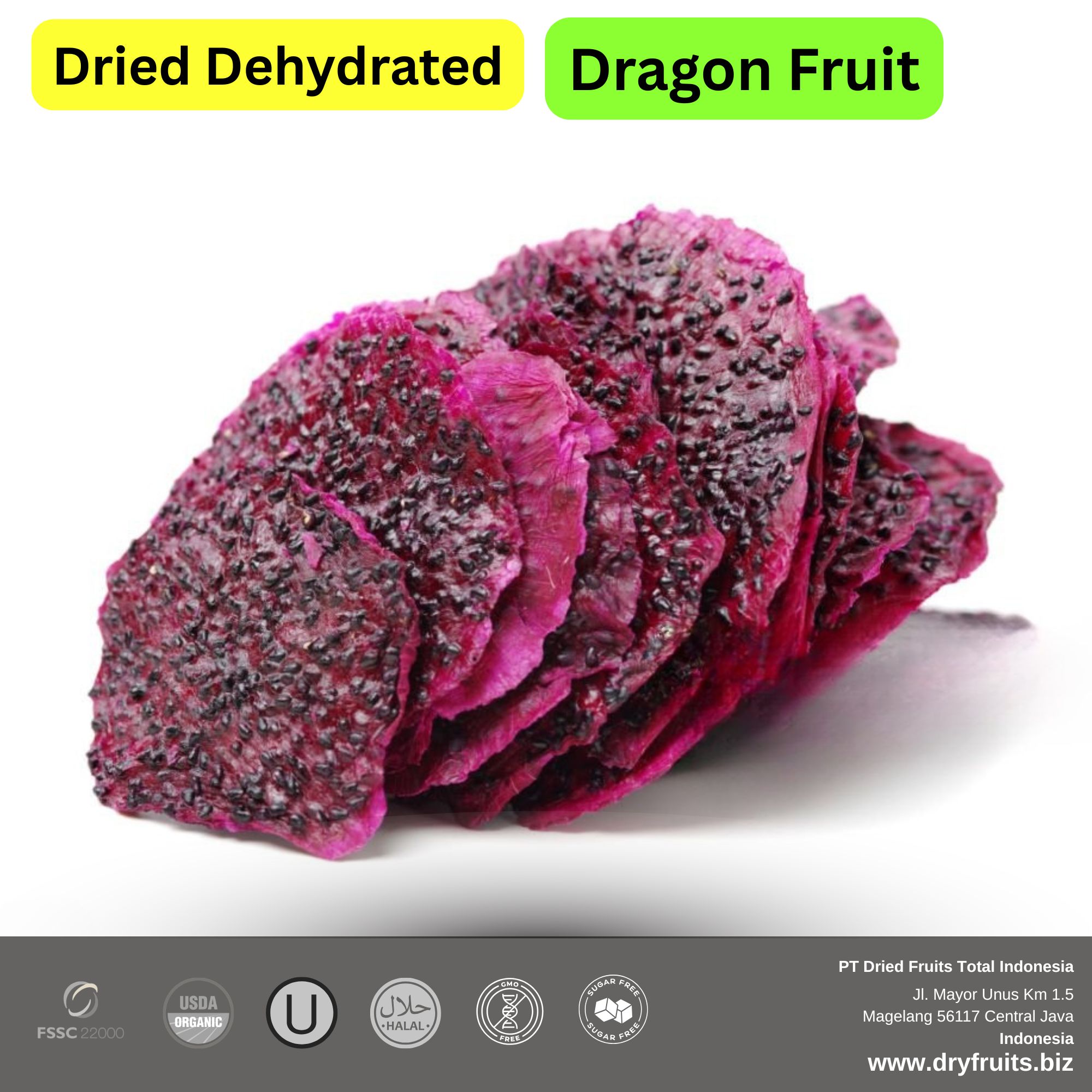 Wholesale Bulk Dried Dehydrated Dragon Fruit chunks and rings