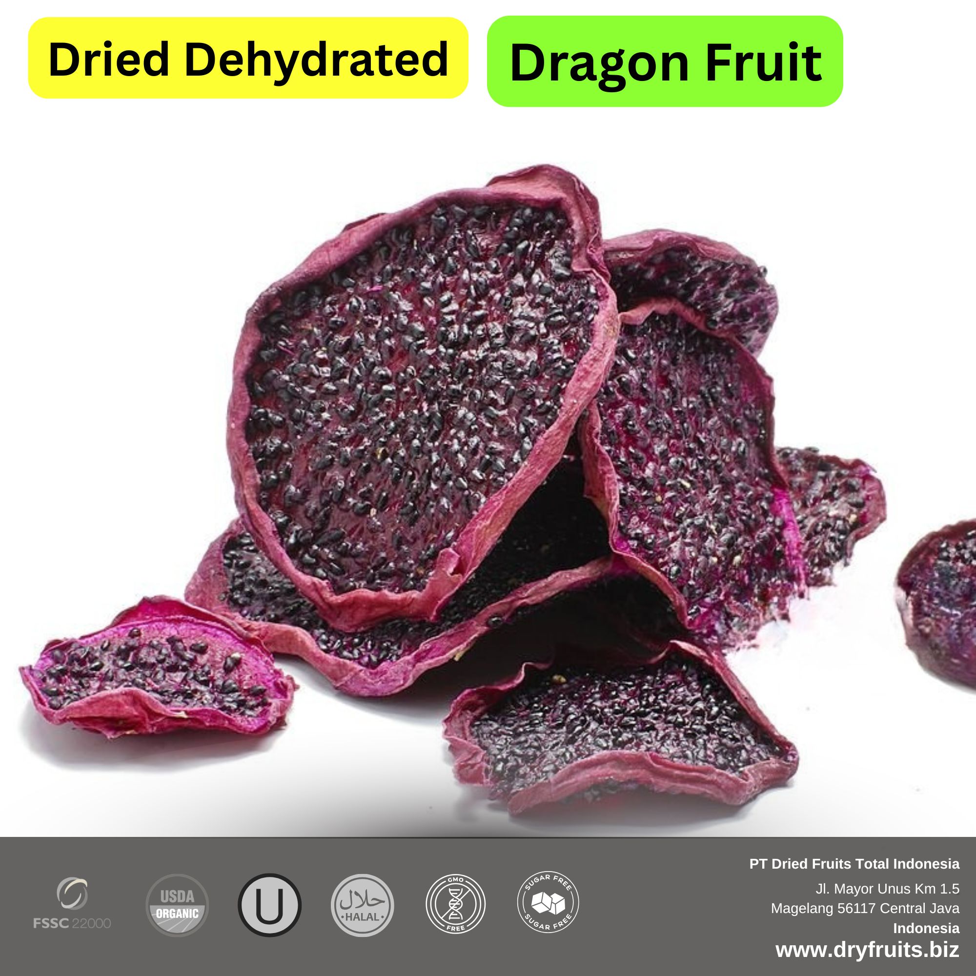 Wholesale Bulk Dried Dehydrated Dragon Fruit chunks and rings