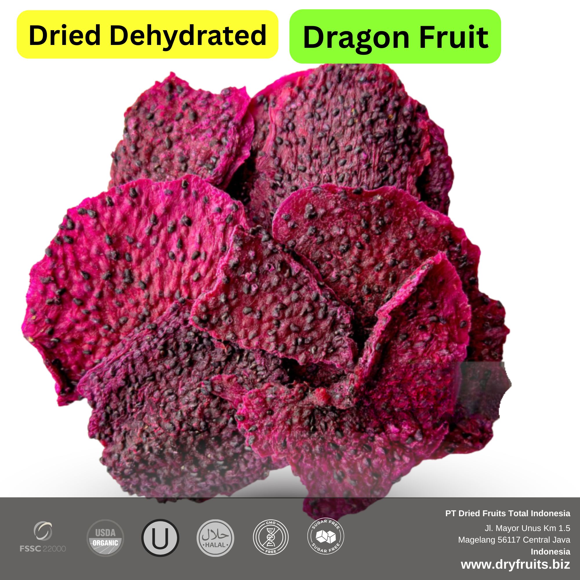 Wholesale Bulk Dried Dehydrated Dragon Fruit chunks and rings