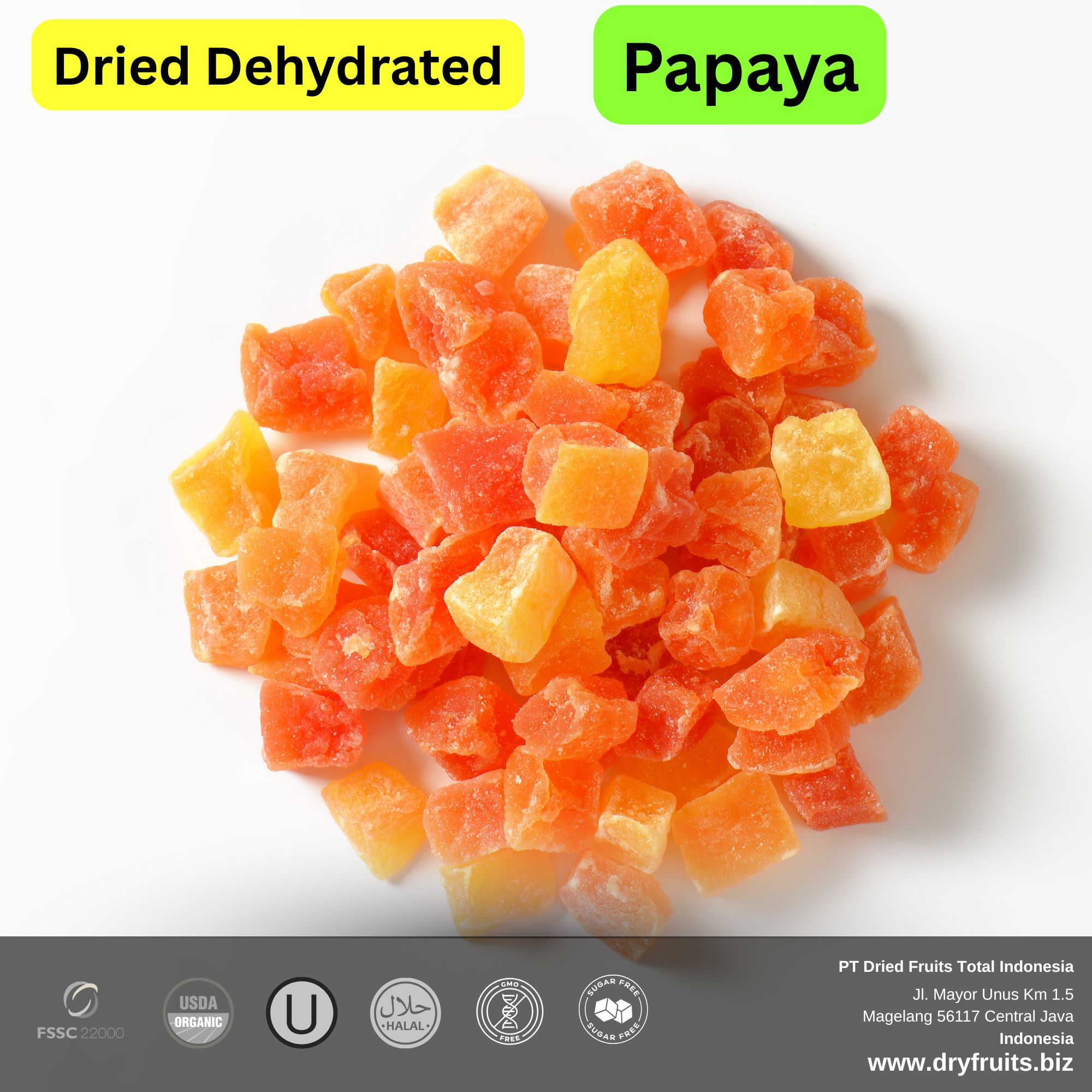 Wholesale Bulk Dried Dehydrated Papaya chunks