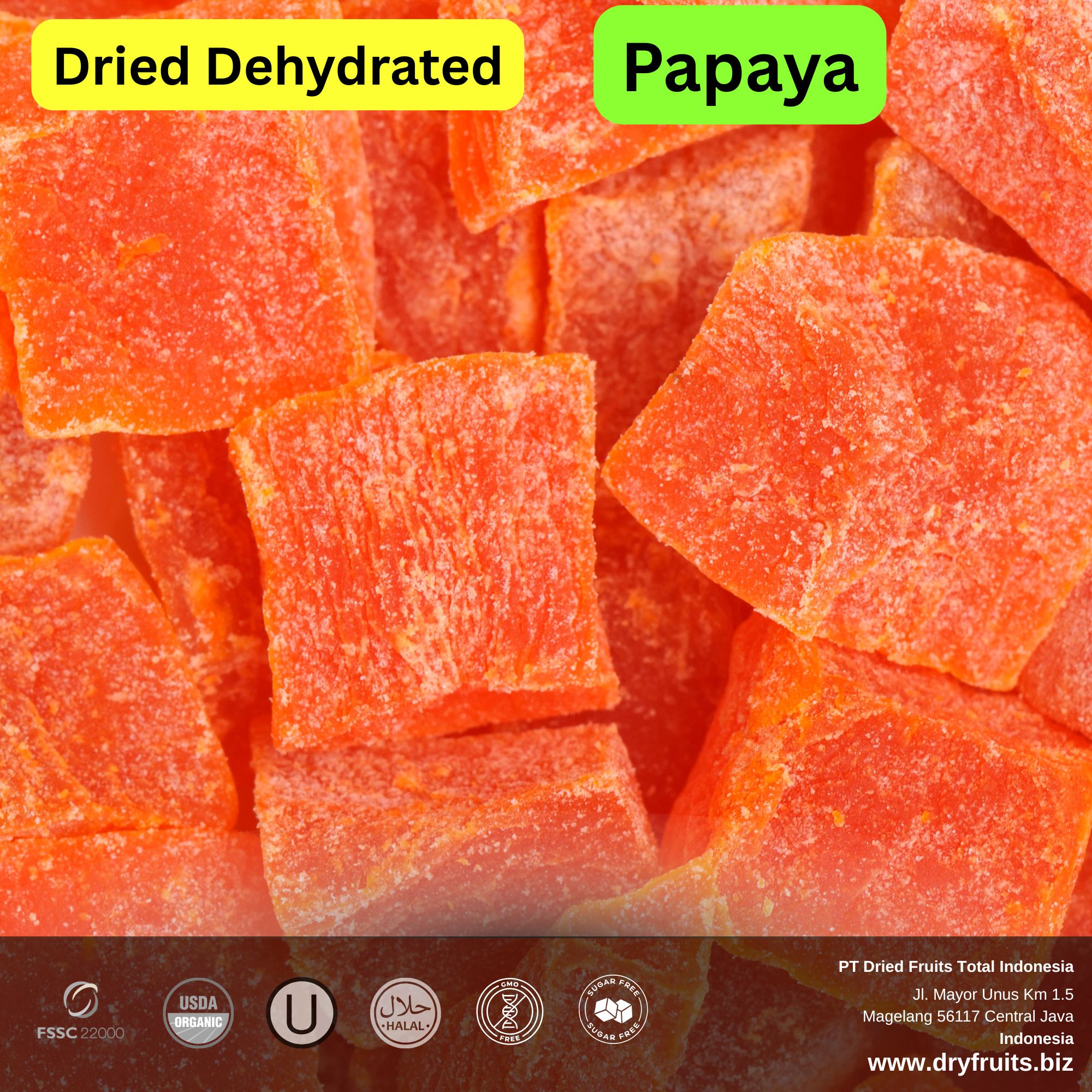 Wholesale Bulk Dried Dehydrated Papaya chunks