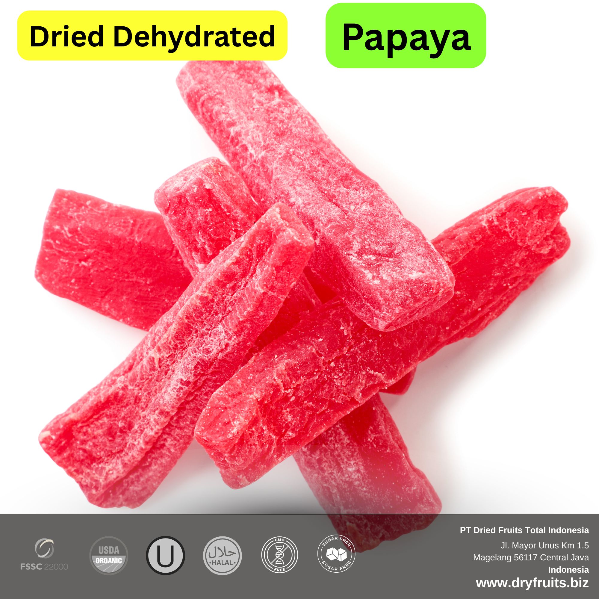 Wholesale Bulk Dried Dehydrated Papaya chunks