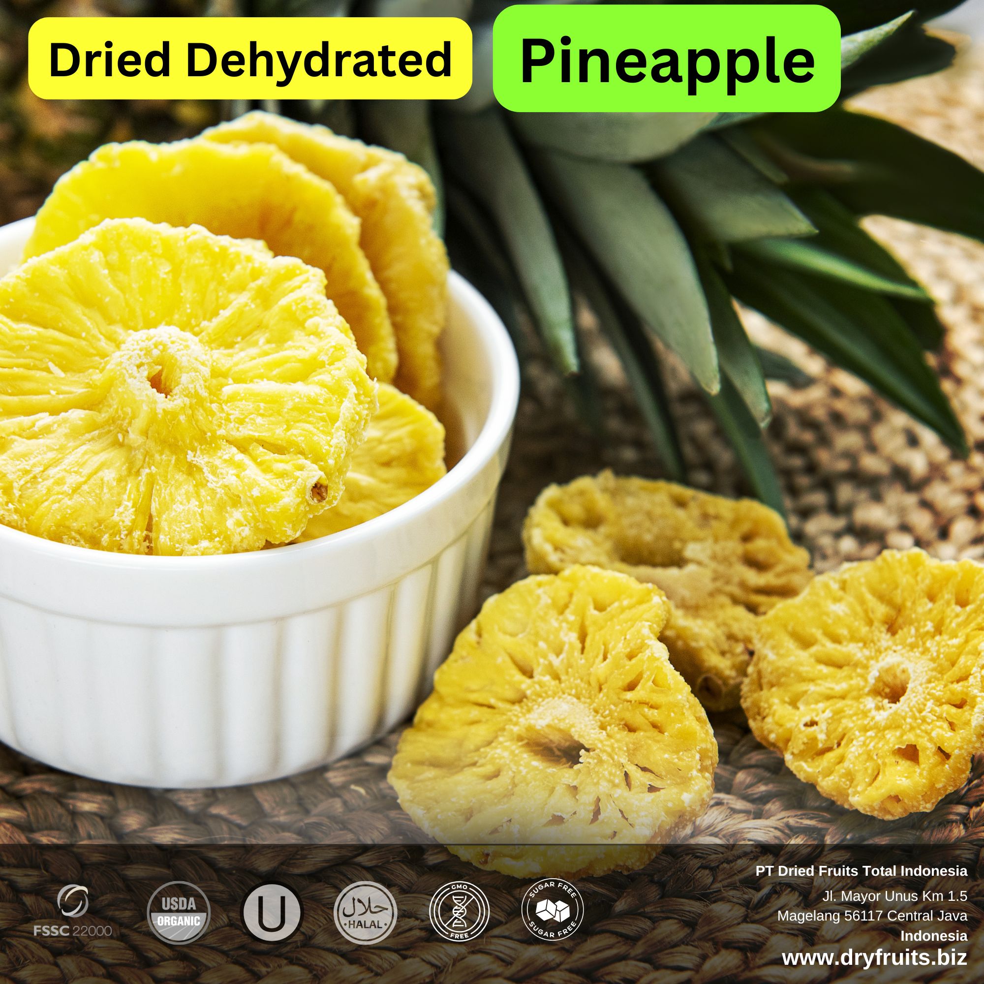 Wholesale Bulk Dried Dehydrated Pineapple Chunks and Rings